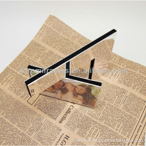 shiny/brushed silver double metal photo frame